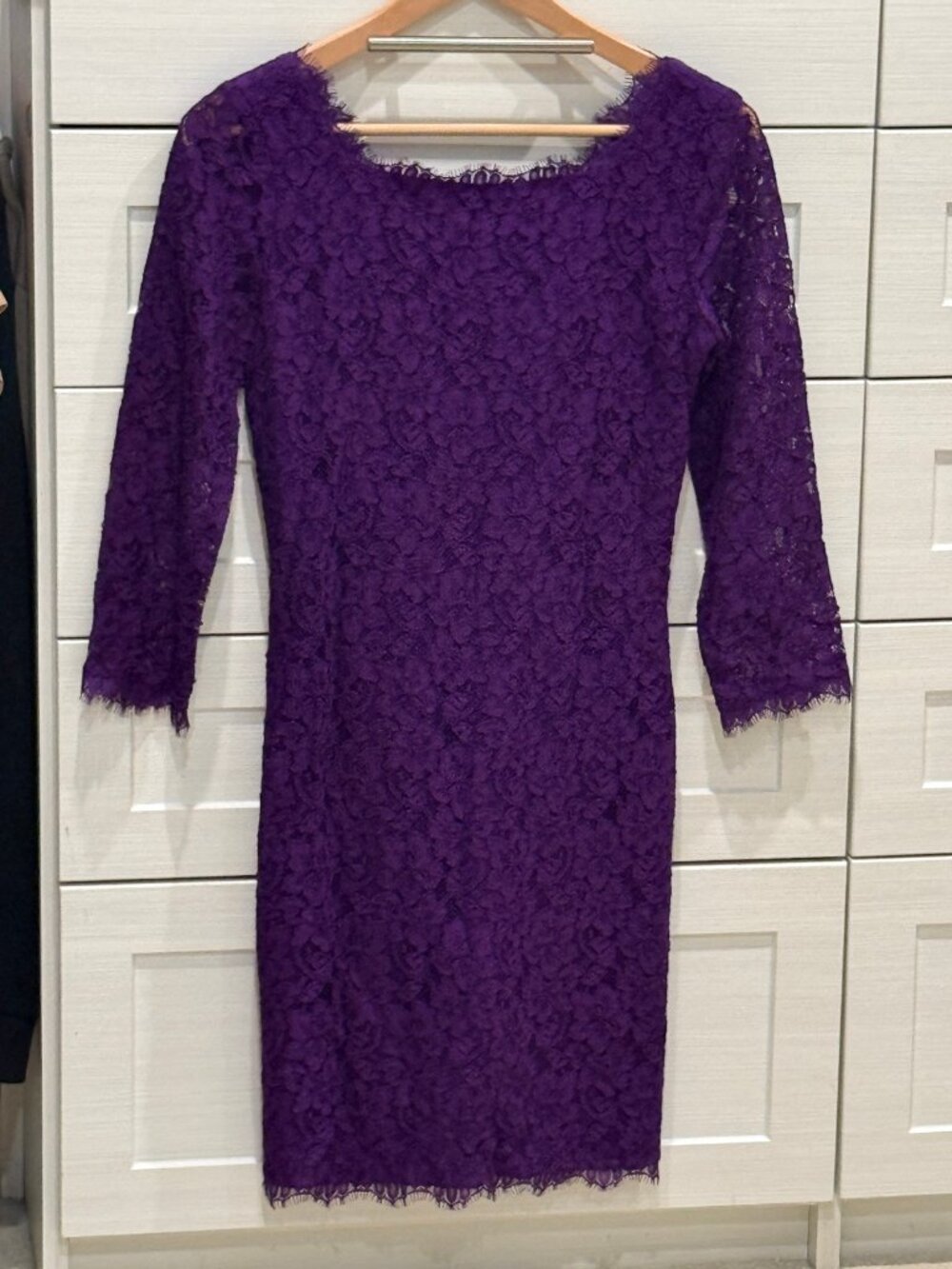 Diane von Furstenberg DVF Purple Lace Front Zip Dress Size 4 New with Tags